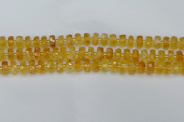 CRB842 15.5 inches 6*10mm faceted rondelle citrine beads