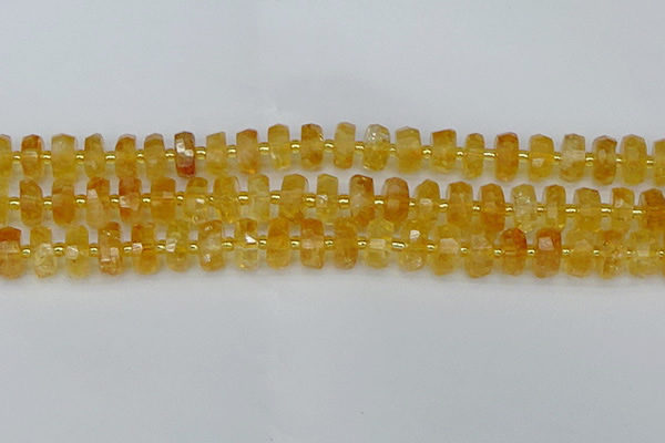 CRB843 15.5 inches 7*12mm faceted rondelle citrine beads