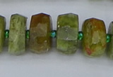 CRB851 15.5 inches 7*12mm faceted rondelle green garnet beads