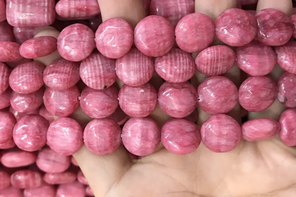 CRC1062 15.5 inches 14mm flat round rhodochrosite beads