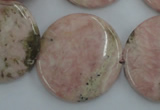 CRC158 15.5 inches 30mm flat round Argentina rhodochrosite beads