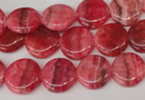 CRC23 15.5 inches 14mm flat round dyed rhodochrosite gemstone beads