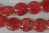 CRC24 15.5 inches 16mm flat round dyed rhodochrosite gemstone beads