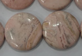 CRC308 15.5 inches 25mm flat round Peru rhodochrosite beads