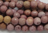 CRC58 15.5 inches 8mm faceted round rhodochrosite gemstone beads