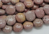 CRC72 15.5 inches 12mm flat round rhodochrosite gemstone beads