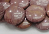 CRC75 15.5 inches 25mm flat round rhodochrosite gemstone beads