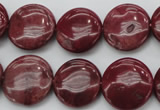 CRC816 15.5 inches 16mm flat round Brazilian rhodochrosite beads