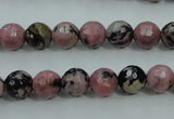 CRD12 15.5 inches 8mm faceted round rhodonite gemstone beads