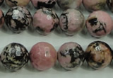 CRD16 15.5 inches 14mm faceted round rhodonite gemstone beads