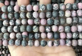 CRD32 15.5 inches 8mm round matte rhodonite beads wholesale