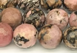 CRD361 15 inches 8mm faceted round rhodonite beads wholesale