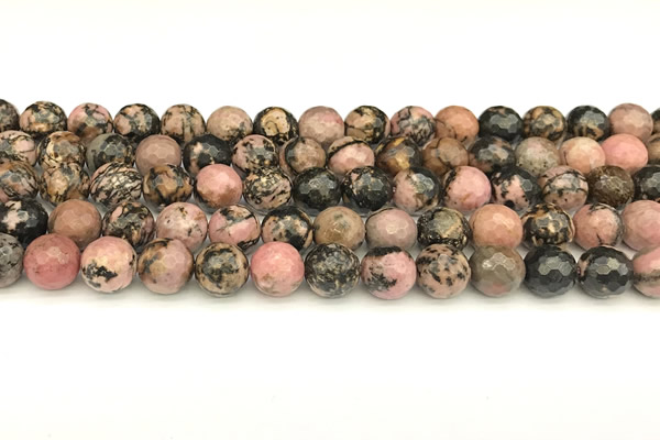 CRD361 15 inches 8mm faceted round rhodonite beads wholesale