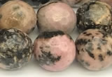 CRD363 15 inches 12mm faceted round rhodonite beads wholesale