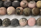 CRD365 15 inches 4mm round matte rhodonite beads