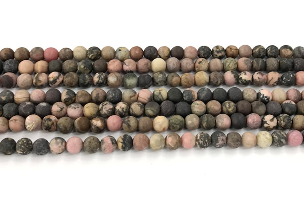 CRD365 15 inches 4mm round matte rhodonite beads