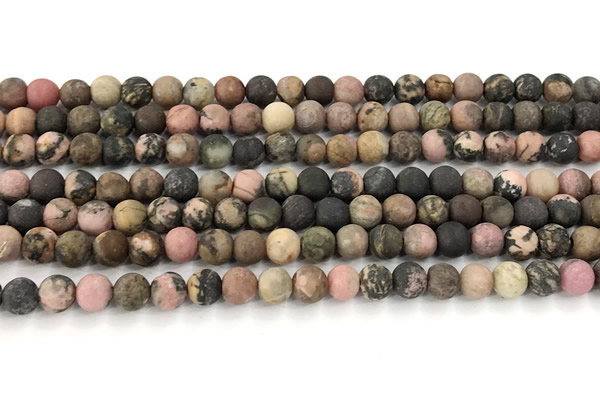 CRD366 15 inches 6mm round matte rhodonite beads