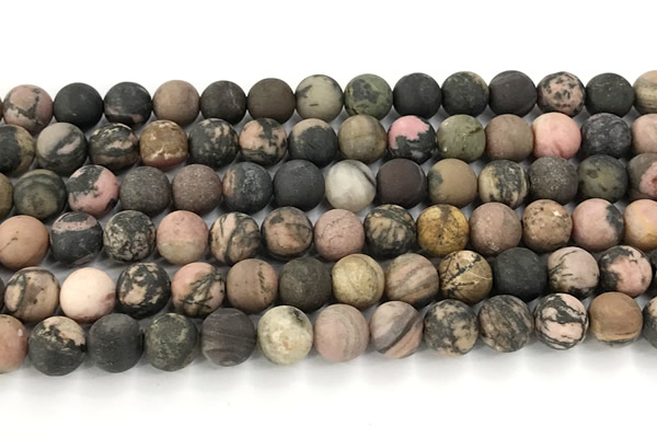 CRD367 15 inches 8mm round matte rhodonite beads