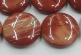 CRE09 16 inches 25mm flat round natural red jasper beads wholesale