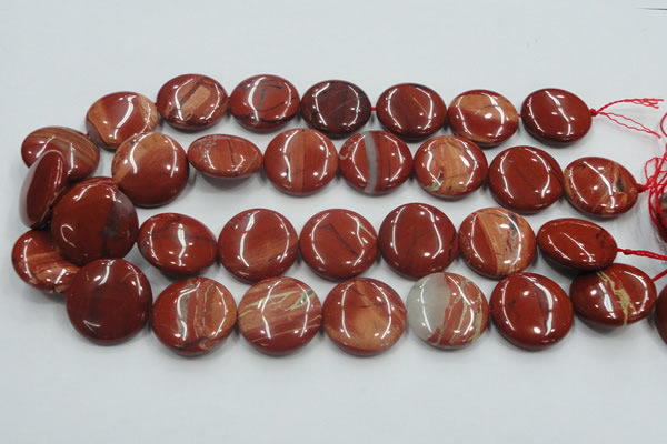 CRE09 16 inches 25mm flat round natural red jasper beads wholesale