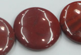 CRE10 16 inches 30mm flat round natural red jasper beads wholesale