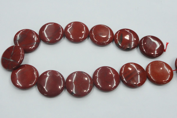 CRE10 16 inches 30mm flat round natural red jasper beads wholesale