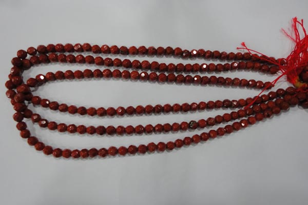 CRE101 15.5 inches 6mm faceted round red jasper beads wholesale