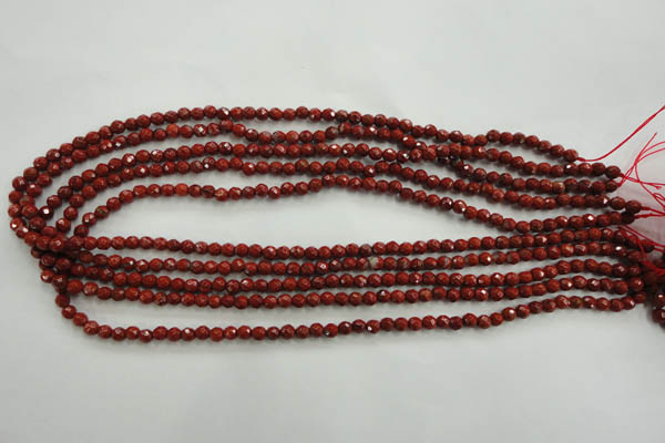 CRE151 15.5 inches 4mm faceted round red jasper beads wholesale