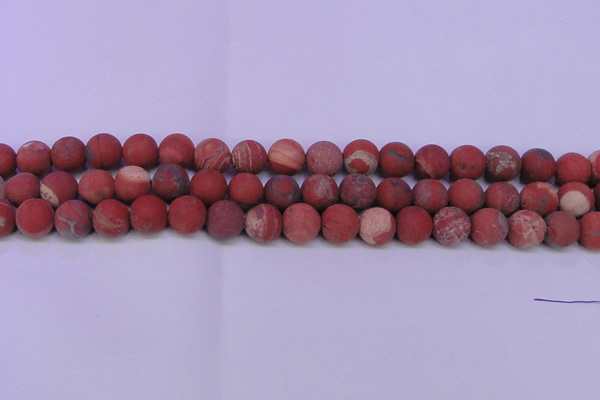 CRE163 15.5 inches 10mm round matte red jasper beads