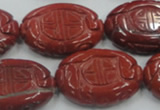 CRE19 16 inches 22*30mm carved oval natural red jasper beads wholesale