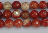 CRE331 15.5 inches 6mm faceted round red jasper beads