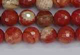 CRE332 15.5 inches 8mm faceted round red jasper beads