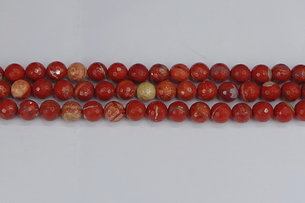 CRE333 15.5 inches 10mm faceted round red jasper beads