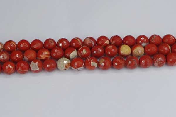 CRE334 15.5 inches 12mm faceted round red jasper beads