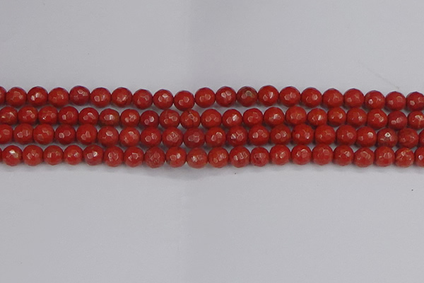 CRE339 15.5 inches 6mm faceted round red jasper beads