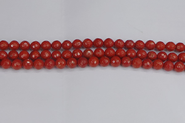 CRE340 15.5 inches 8mm faceted round red jasper beads