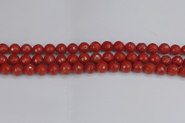 CRE341 15.5 inches 10mm faceted round red jasper beads