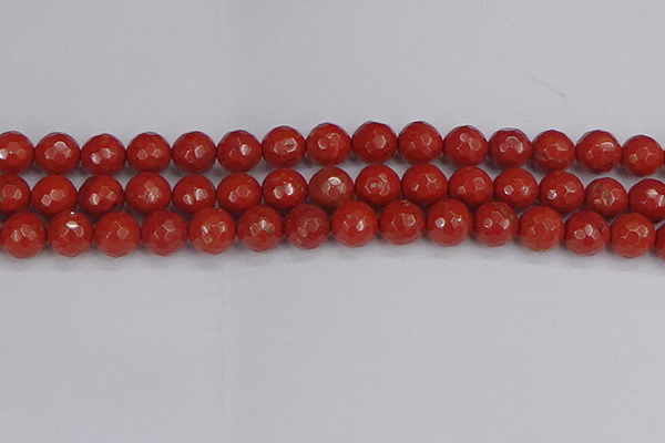 CRE342 15.5 inches 12mm faceted round red jasper beads