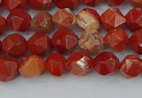 CRE345 15.5 inches 6mm faceted nuggets red jasper beads