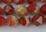 CRE348 15.5 inches 12mm faceted nuggets red jasper beads