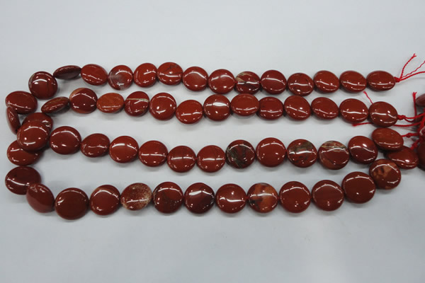 CRE35 15.5 inches 14mm flat round red jasper beads wholesale