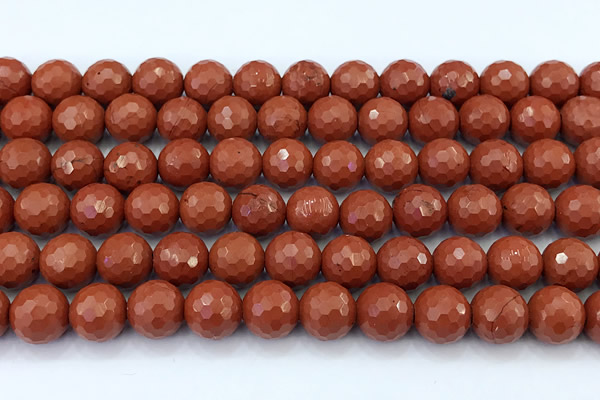 CRE365 15 inches 8mm faceted round red jasper beads