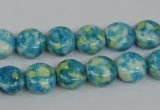 CRF116 15.5 inches 10mm flat round dyed rain flower stone beads