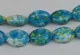 CRF124 15.5 inches 10*14mm oval dyed rain flower stone beads