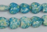 CRF132 15.5 inches 14*14mm heart dyed rain flower stone beads