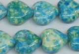 CRF134 15.5 inches 18*18mm heart dyed rain flower stone beads