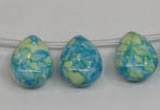 CRF148 Top-drilled 13*18mm flat teardrop dyed rain flower stone beads