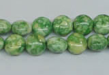 CRF196 15.5 inches 10mm flat round dyed rain flower stone beads