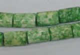 CRF218 15.5 inches 10*15mm flat tube dyed rain flower stone beads