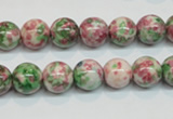 CRF24 15.5 inches 10mm round dyed rain flower stone beads wholesale